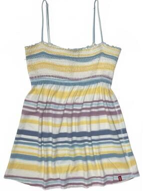 Y2K edc Esprit  Multi Color Sleeveless Smocked Babydoll Top Removable Straps S/M
